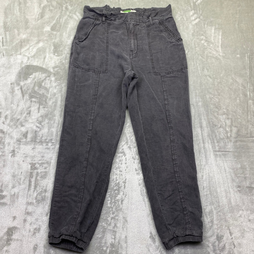 Anthropologie High Rise Paperbag Waist Jogger Pants Charcoal Gray Sz 4 Fits 29"